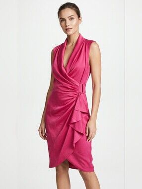 All Saints Sleeveless Fuchsia Draped Wrap Silk Dress - NWT - 2